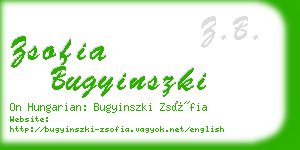 zsofia bugyinszki business card